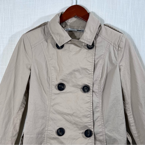 Stradivarius Beige Tan Belted Button Front Trench Jacket Coat Size M - Picture 5 of 14